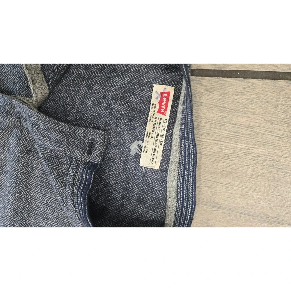 Levis Mens XXL Blue Herringbone Long Sleeve Henley Shirt Standard Fit Top